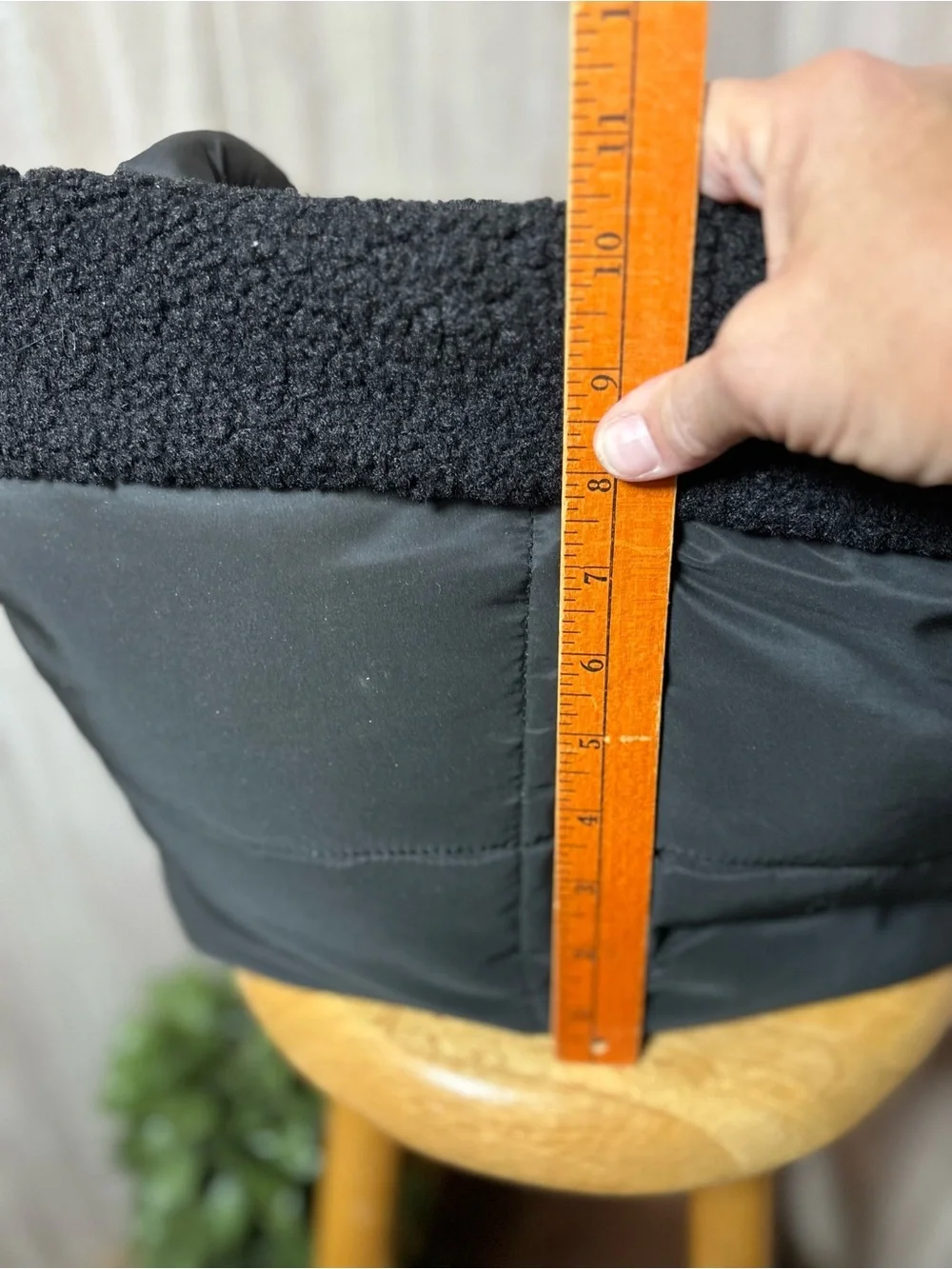 Bearpaw Black Quilted Puffer Tote Bag with Cozy Faux-Shearling Trim